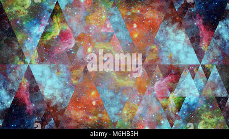 Immagine della nebulosa galassia e la Geometria Sacra collage. Abstract cosmo. Gli elementi di questa immagine fornita dalla NASA. Foto Stock