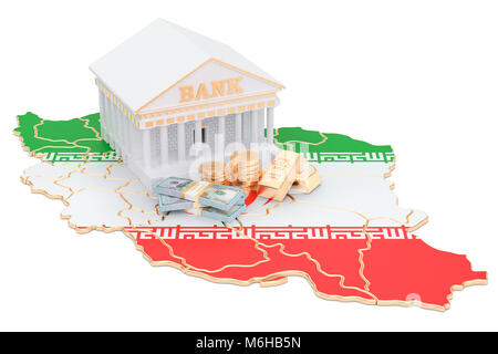 Il sistema bancario in Iran concetto. 3D rendering isolati su sfondo bianco Foto Stock