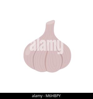 Il logo di aglio in stile appartamento. Oggetto isolato. Icona di aglio. Ortaggio dal giardino. Alimenti biologici. Illustrazione Vettoriale