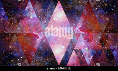 Immagine della nebulosa galassia e la Geometria Sacra collage. Abstract cosmo. Gli elementi di questa immagine fornita dalla NASA. Foto Stock
