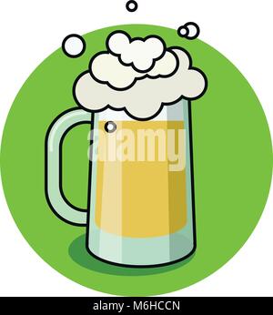 Bicchiere di birra isolato su sfondo bianco, mano-disegno oktoberfest, per pub e bar menu. Vettore Illustrazione Vettoriale