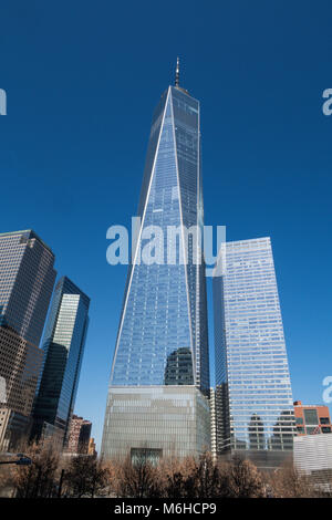 Architettura moderna presso il World Trade Center a New York City, Stati Uniti d'America Foto Stock