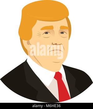 Donald Trump ritratto, presidente degli Stati Uniti d'America, 18 marzo, 2018. Illustrazione Vettoriale