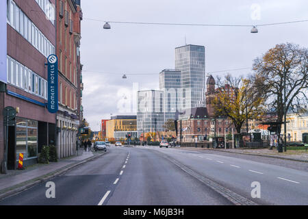 MALMO, Svezia - 23 ottobre 2016: Diverse prospettive architettoniche nel centro della città di Malmo, Svezia. Foto Stock