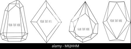 Set di poliedro geometrico, bordo del frame con copia spazio. Moderno vettore astratto gli sfondi in stile art deco. Illustrazione Vettoriale