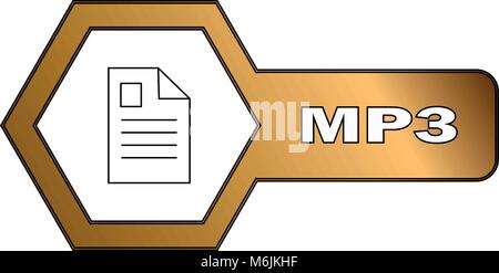 Icona esagonale per file MP3 - vettore Illustrazione Vettoriale