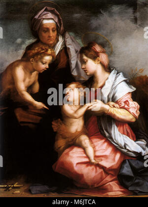 Madonna con il Bambino e i santi Elisabetta e il giovane John, sarto, Andrea del, 1525. Foto Stock