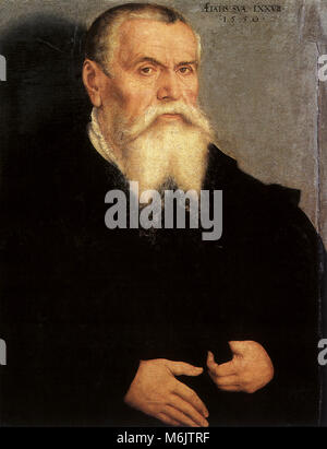 Ritratto di Lucas Cranach il Vecchio, Cranach, Lucas il giovane, 1550. Foto Stock