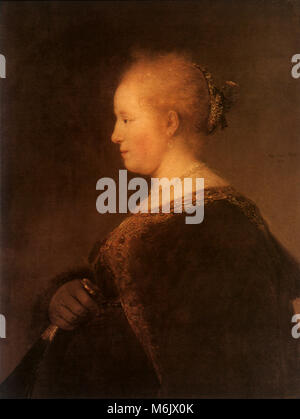 Ritratto di una giovane donna con una ventola, Rembrandt Harmensz van Rijn, 1632. Foto Stock