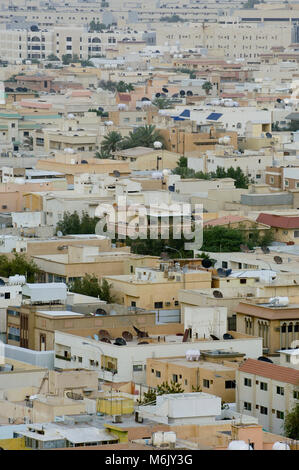 Vista dall'alto di ville residenziali nella città di Riyadh, Arabia Saudita Foto Stock