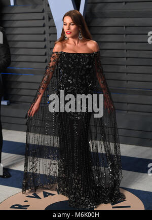 Sofia Vergara frequentando il Vanity Fair Oscar Party a Beverly Hills Los Angeles, Stati Uniti d'America. Foto Stock
