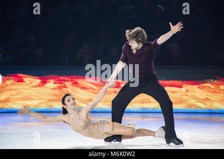 Zurigo, Svizzera, 04 marzo 2018 - Meryl Davis e Charlie White, Arte su ghiaccio, in mostra al Hallenstadion Credito: Ludovica Bastianini/Alamy Live News Foto Stock