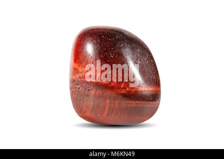 Le riprese in modalità Macro della pietra naturale. Naturale di pietra minerale a occhio di bue. Oggetto isolato su uno sfondo bianco. Foto Stock