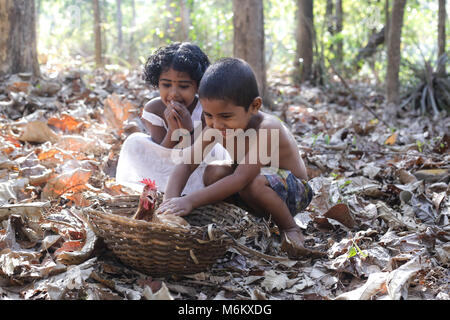 Il kerala village infanzia Foto Stock