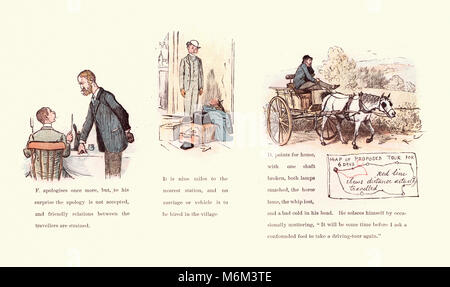 Victorian cartoon di Randolph Caldecott, strane avventure di un cane-auto, da Randolph Caldecott Foto Stock