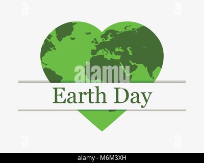 La giornata della terra, il pianeta Terra in forma di un cuore. Giornata mondiale. Illustrazione Vettoriale Illustrazione Vettoriale