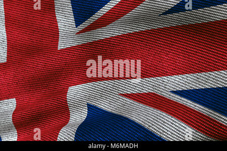 Bandiera del Regno Unito con tessuto texture. 3D remder. Foto Stock