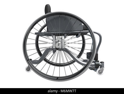 Una sedia a rotelle modificati utilizzati dagli atleti disabili di competere in vari codici sportivi isolati su sfondo bianco - 3D render Foto Stock