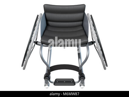 Una sedia a rotelle modificati utilizzati dagli atleti disabili di competere in vari codici sportivi isolati su sfondo bianco - 3D render Foto Stock