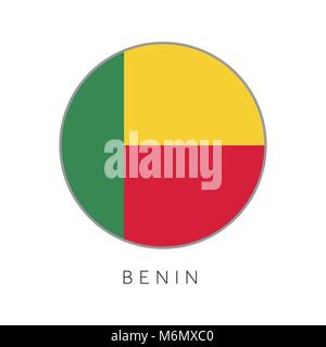 Benin bandiera round circle icona vettore Illustrazione Vettoriale