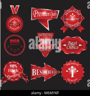 Set di badge, vendita red label, vettore vendita illustrazione dei tag Illustrazione Vettoriale