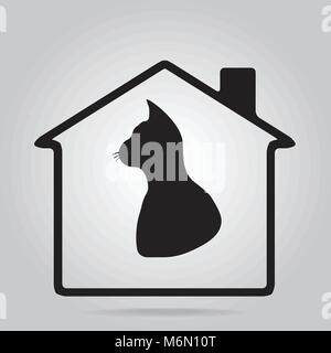 Pet home icona, casa cat icona illustrazione vettoriale Illustrazione Vettoriale