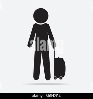 Uomo con i bagagli e i tag ferie, simbolo illustrazione vettoriale Illustrazione Vettoriale
