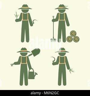 Imprenditore uomo con strumento, impostare illustrazione vettoriale Illustrazione Vettoriale