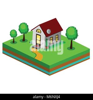 Piccola e bella casa isometrica Illustrazione Vettoriale