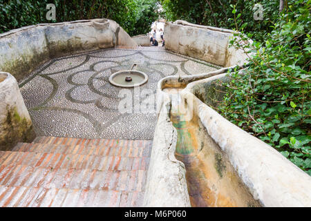 Granada, Andalusia, Spagna - Marzo 10th, 2013 : La Scalinata di acqua (Escalera del Agua) la voce per la massima parte dei giardini Generalife. Foto Stock