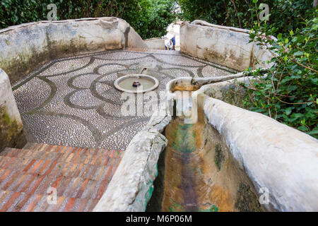 Granada, Andalusia, Spagna - Marzo 10th, 2013 : La Scalinata di acqua (Escalera del Agua) la voce per la massima parte dei giardini Generalife. Foto Stock