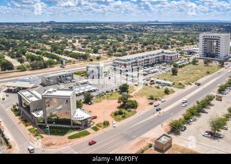 Il nuovo quartiere centrale degli affari di Gaborone nel sud del Botswana con nuova costruzione, del commercio internazionale e gli edifici governativi dopo Foto Stock