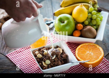Ingredienti per una sana prima colazione Foto Stock