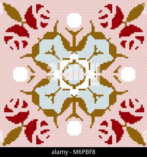 Colorate di mezzitoni seamless pattern retrò rose fiore caleidoscopio di geometria Illustrazione Vettoriale