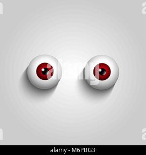 Coppia di rosso bruno bulbi oculari isolati su sfondo bianco. Illustrazione Vettoriale, clip art. Illustrazione Vettoriale