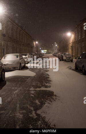 Cardiff Wales nella neve durante la tempesta Emma Feb 2018. Foto Stock