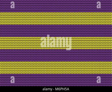 Striped giallo e viola tessuto lavorato a maglia di sfondo, modello. Illustrazione Vettoriale. Illustrazione Vettoriale