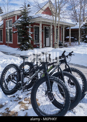 Fat affitto biciclette, downtown Breckenridge, Colorado. Foto Stock