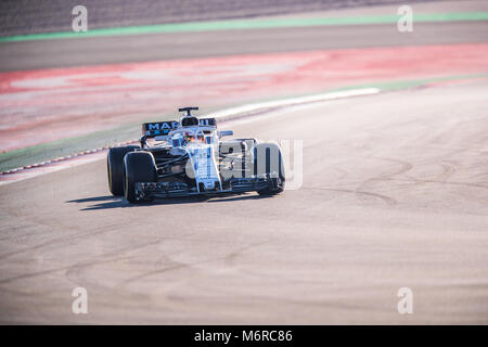 Montmelo, Catalogna, Spagna. 6 Mar, 2018. Sirotkin, Williams Martini Racing driver visto durante il giorno 1 della seconda settimana di test F1 giorni al circuito Barcelona-Catalunya. Credito:  MA 4383 2.jpg/SOPA Immagini/ZUMA filo/Alamy Live News Foto Stock