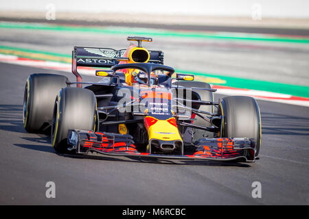 Montmelo, Catalogna, Spagna. 6 Mar, 2018. Ricciardo, Red Bull F1 Team driver del visto durante il giorno 1 della seconda settimana di test F1 giorni al circuito Barcelona-Catalunya. Credito:  MA 4488.jpg/SOPA Immagini/ZUMA filo/Alamy Live News Foto Stock