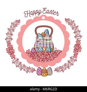 Felice Pasqua card con cestello egss Illustrazione Vettoriale