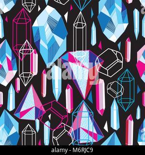 Bellissima seamless pattern con cristalli colorati Illustrazione Vettoriale