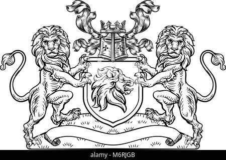 I Lions Crest scudo Stemma emblema araldico Illustrazione Vettoriale