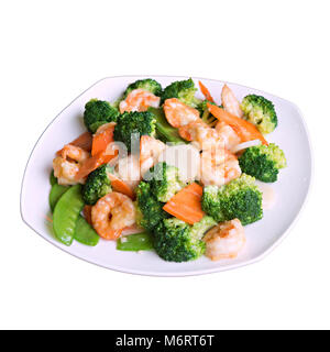 Thai cibo sano stir-broccoli fritti con gamberetti Foto Stock