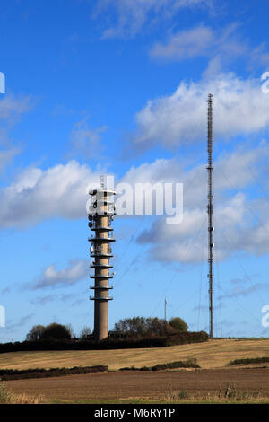 Il Peterborough TV stazione trasmittente, Morborne village, Cambridgeshire, England Regno Unito Foto Stock