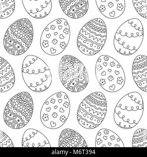 Vettore di uova di Pasqua pattern. Pasqua sfondo senza giunture. Vacanza pagina colorazione prenota da doodle uova di Pasqua Illustrazione Vettoriale