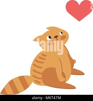 Gatto con il cuore nel pensiero Illustrazione Vettoriale