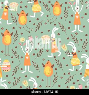 Vector seamless pattern sul tema della celebrazione della Pasqua. Illustrazione Vettoriale