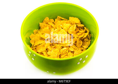 Una ciotola di cereali per la prima colazione isolata contro uno sfondo bianco. Foto Stock