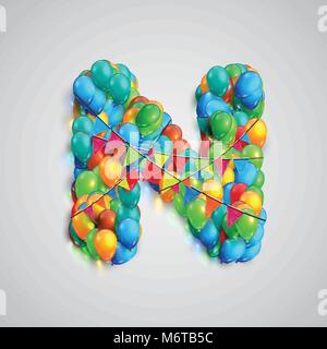 Font colorate fatte da ballons, vettore Illustrazione Vettoriale